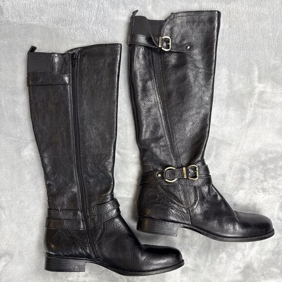 Naturalizer Juletta Black Leather Riding Knee High Boots  Sz 7M - Picture 1 of 9